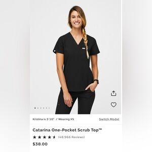 Figs black Catarina one pocket scrub top size L
